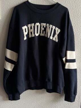 New York Popular Phoenix Sweatshirt Size XL Navy Blue Varsity Crewneck